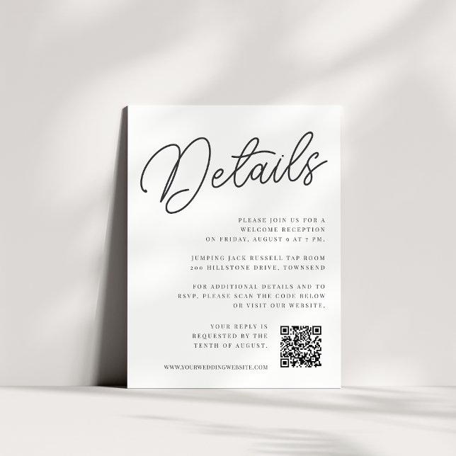Black & White Oversized Script All-in-One Details Enclosure Card (Creator Uploaded)