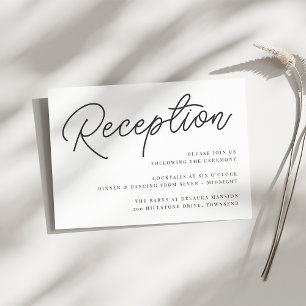 Black & White Oversized Script Wedding Reception Enclosure Card