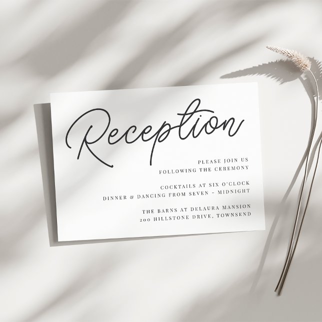 Black & White Oversized Script Wedding Reception Enclosure Card (Creator Uploaded)