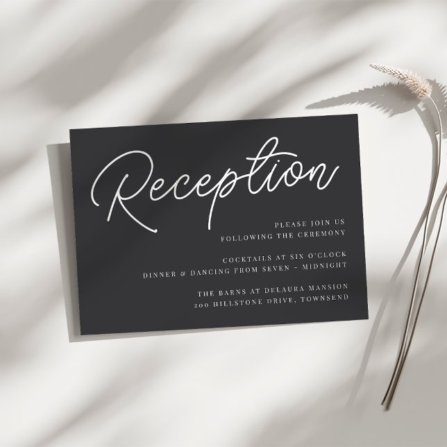Black & White Oversized Script Wedding Reception Enclosure Card (Creator Uploaded)