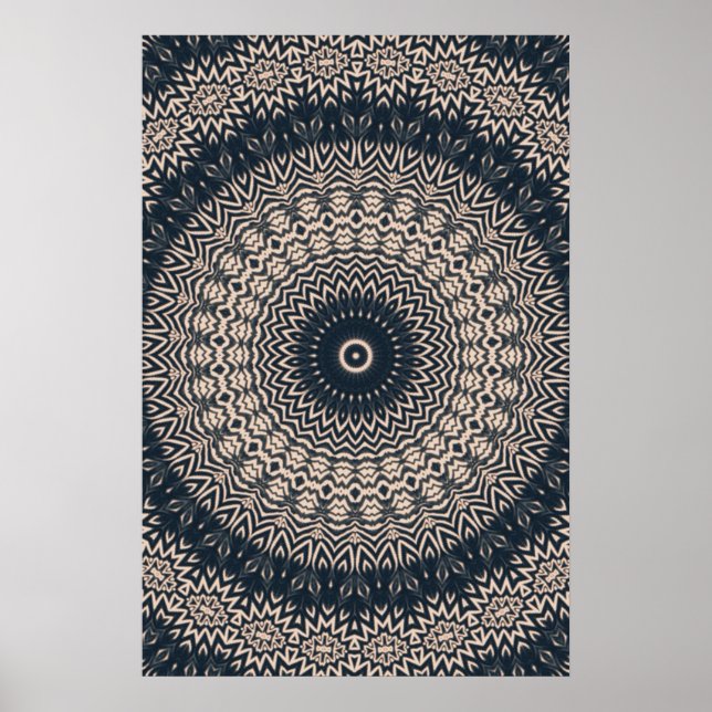 Black & White Owl Mandala Poster (Front)