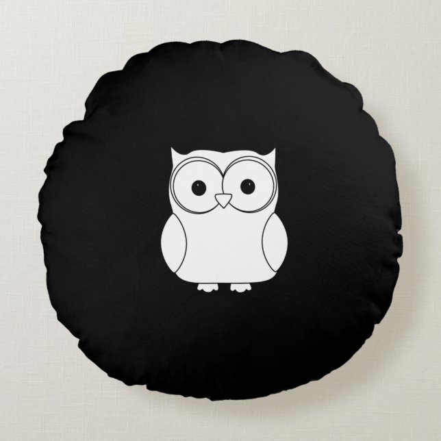 Black & white Owl round pillow (Front)