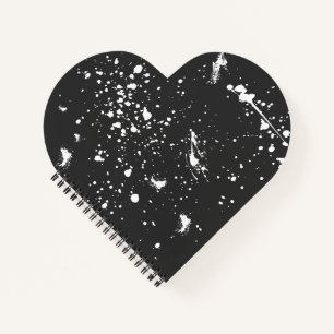 Black White Paint Splash Graphic Stain White Ink Notebook