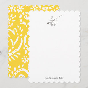 Black/White Painter Rabbit with yellow paisley Card