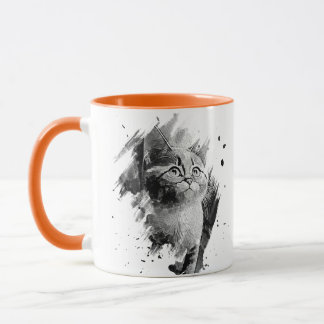 Black & White Painting Cat Mug customisable