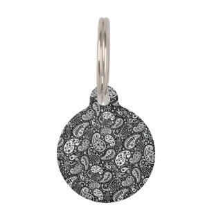 Black & White Paisley Floral Pet Tag