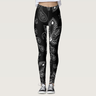 Black/White Paisley Leggings