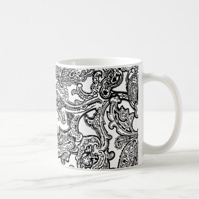 black white paisley mug (Right)