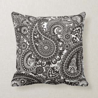 Black & White Paisley Pattern Cushion
