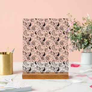 Black & White Paisley Pattern –Elegant Textile Art Acrylic Sign