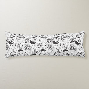 Black & White Paisley Pattern –Elegant Textile Art Body Cushion