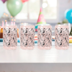 Black & White Paisley Pattern –Elegant Textile Art Can Glass