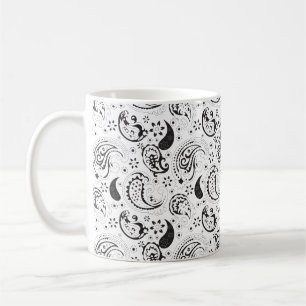 Black & White Paisley Pattern –Elegant Textile Art Coffee Mug