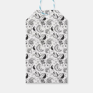 Black & White Paisley Pattern –Elegant Textile Art Gift Tags