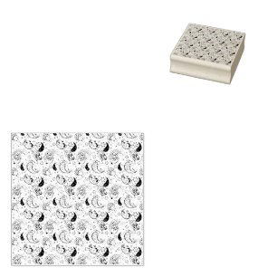 Black & White Paisley Pattern –Elegant Textile Art Rubber Stamp