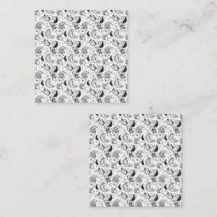 Black & White Paisley Pattern –Elegant Textile Art Square Business Card