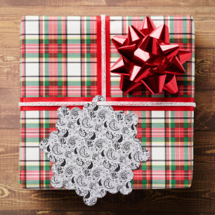 Black & White Paisley Pattern –Elegant Textile Art Tree Decoration Card