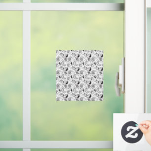 Black & White Paisley Pattern –Elegant Textile Art Window Cling