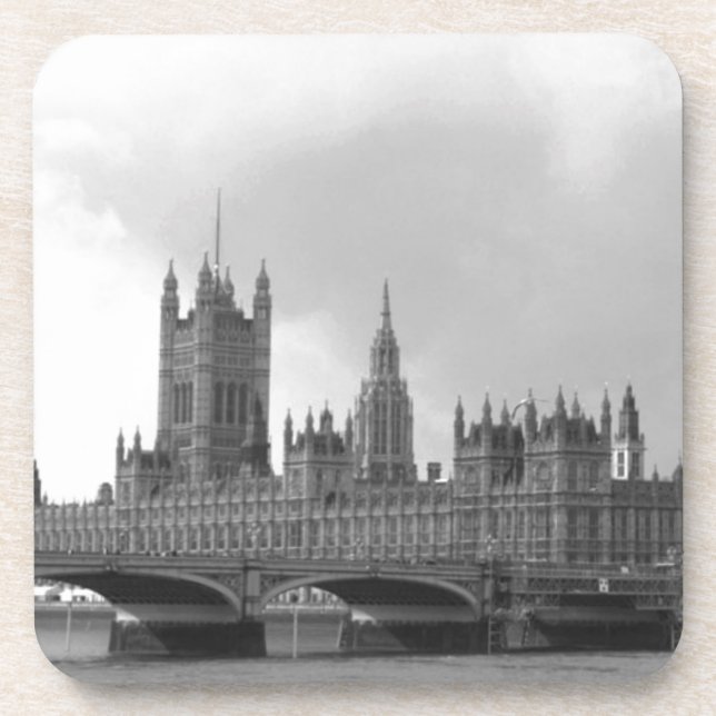 Black White Palace of Westminster Coaster (Front)