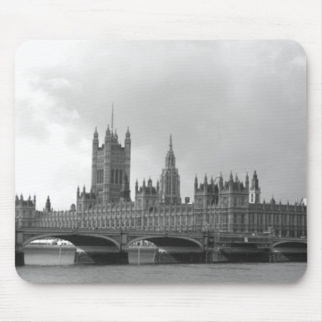Black White Palace of Westminster Mouse Mat (Front)