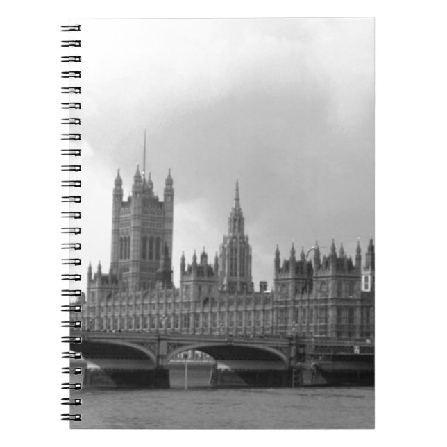 Black White Palace of Westminster Notebook (Front)