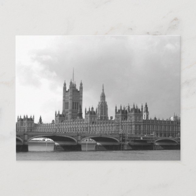Black & White Palace of Westminster Postcard (Front)