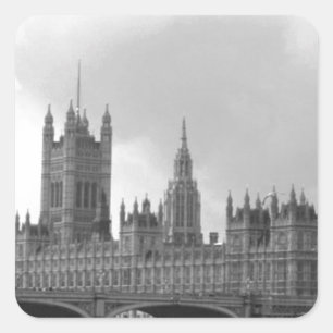 Black White Palace of Westminster Square Sticker