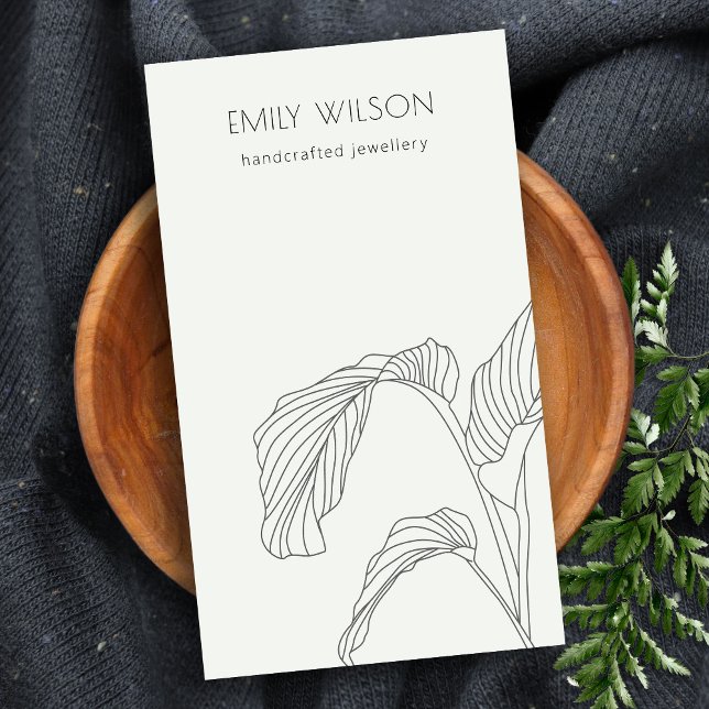Black White Palm Leafy Sketch Jewellery Display Business Card (Creator Uploaded)