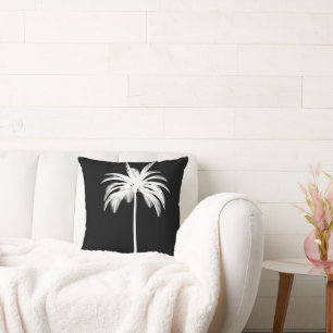 Black White Palm Tree Tropical Elegant Cushion
