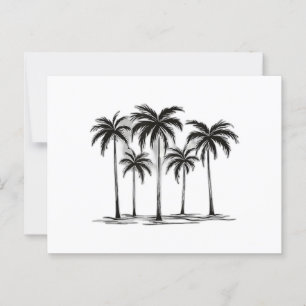 Black & White Palm Trees Graphic T-Shirt for Men W Postcard