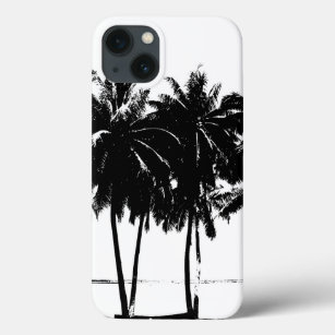 Black White Palm Trees Silhouette iPhone 13 Case