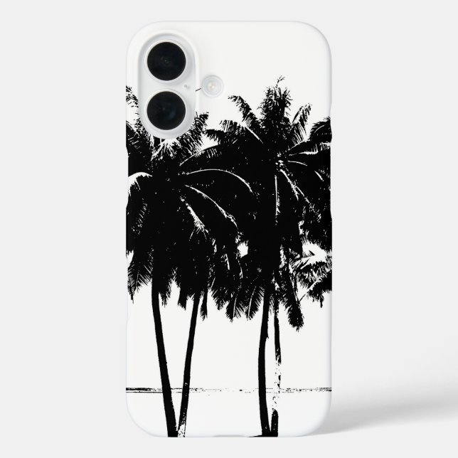Black White Palm Trees Silhouette Case-Mate iPhone Case (Back)
