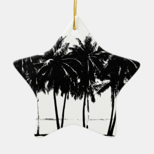 Black White Palm Trees Silhouette Ceramic Tree Decoration