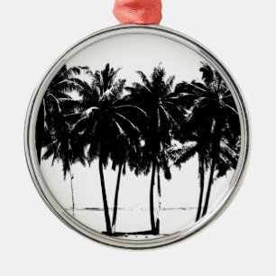 Black White Palm Trees Silhouette Metal Tree Decoration