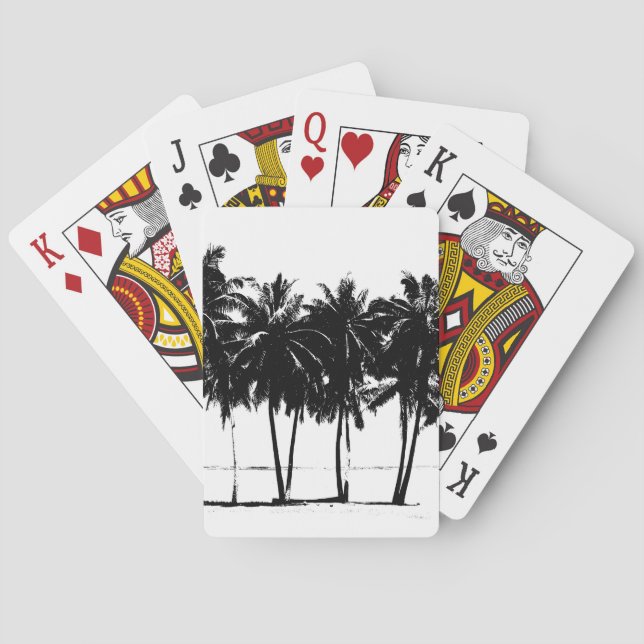 Black White Palm Trees Silhouette Playing Cards (Back)
