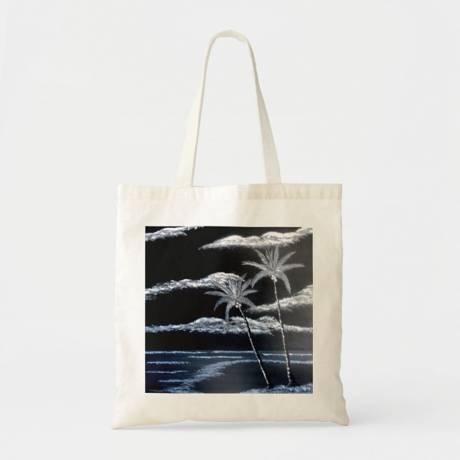 Black & White Palm Trees Tote Bag (Front)