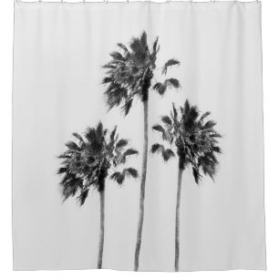 Black & White Palm Trio Finesse #1 #tropical #wall Shower Curtain