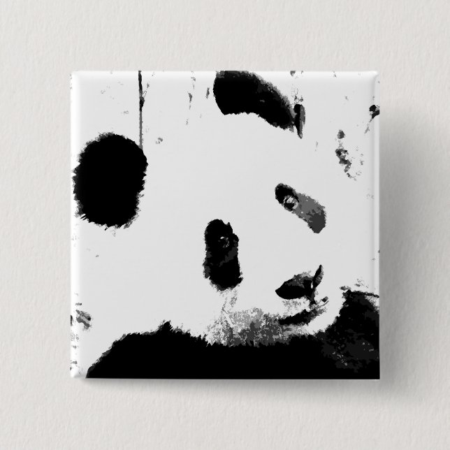 Black & White Panda 15 Cm Square Badge (Front)