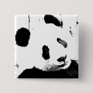 Black & White Panda 15 Cm Square Badge