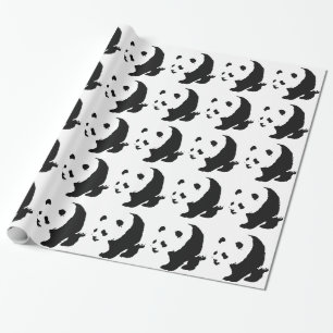 Black & White Panda Art Christmas Wrapping Paper