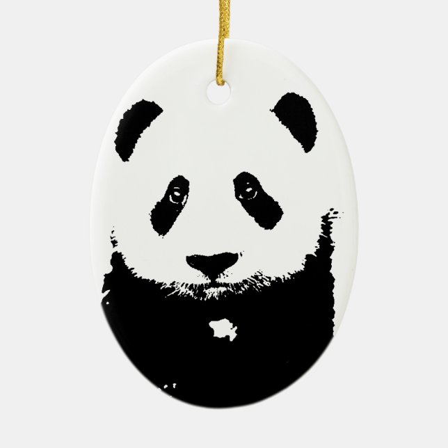 Black & White Panda Ceramic Tree Decoration (Front)