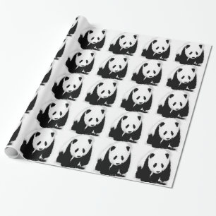 Black & White Panda Christmas Gift Wrapping Paper
