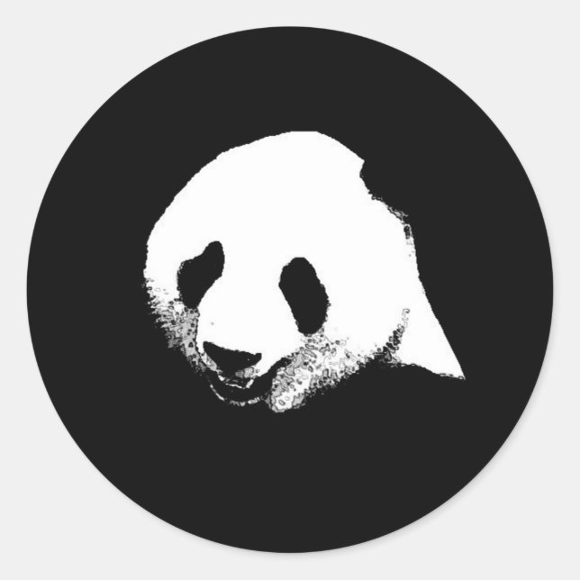 Black & White Panda Classic Round Sticker (Front)