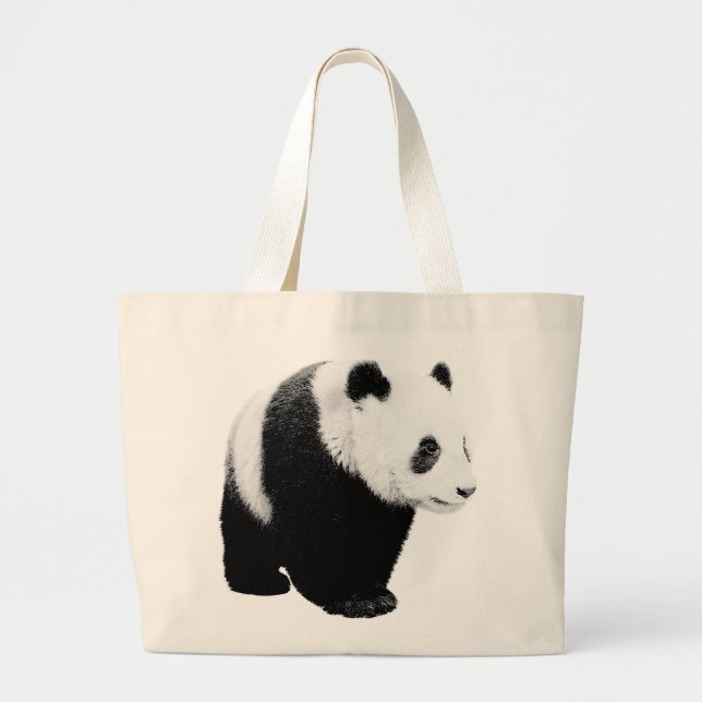 Black & White Panda Large Tote Bag (Front)