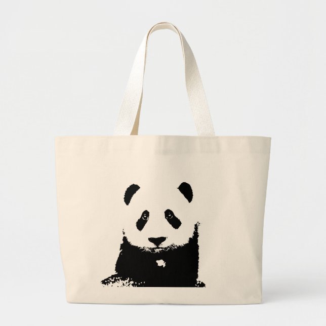 Black & White Panda Large Tote Bag (Front)
