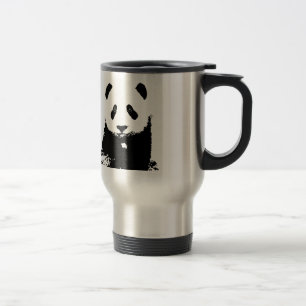 Black & White Panda Pop Art Travel Mugs