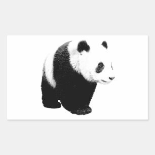 Black & White Panda Rectangular Sticker