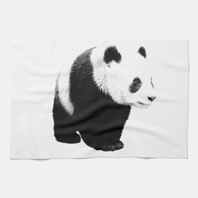 Black & White Panda Tea Towel (Horizontal)