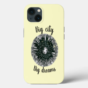 Black & white panorama city under the Moon iPhone 13 Case