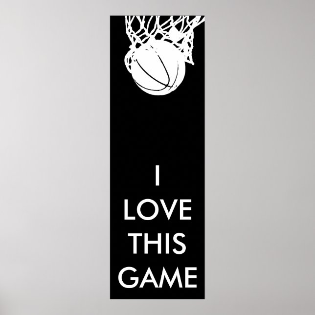 Black & White Panoramic Basketball Poster (Front)